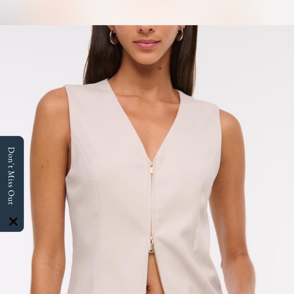 Abercrombie & Fitch Cream Zip-Front Tank Top